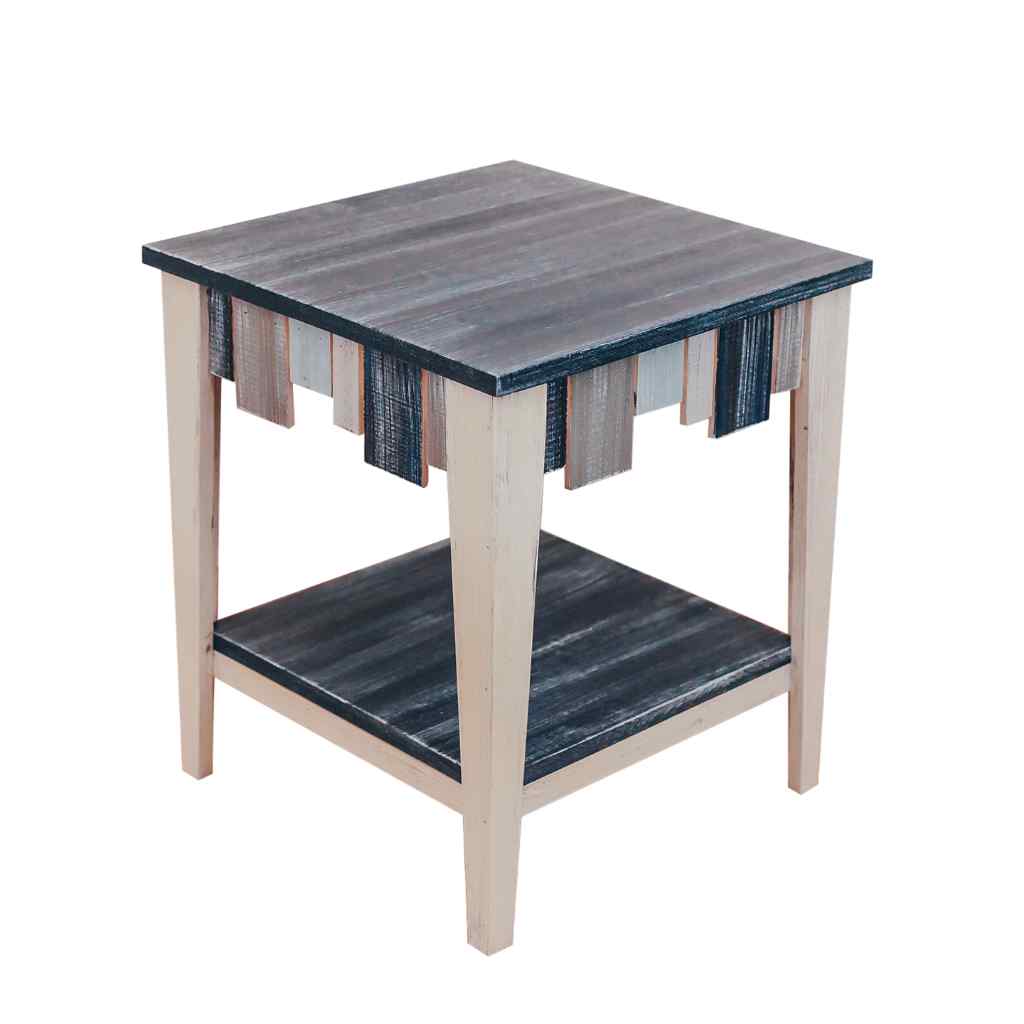 21in. Sq Wood End Table With Nautical Slat Accent