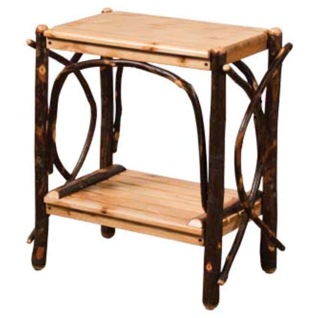 26in End Table with Solid Top and Slatted Shelves