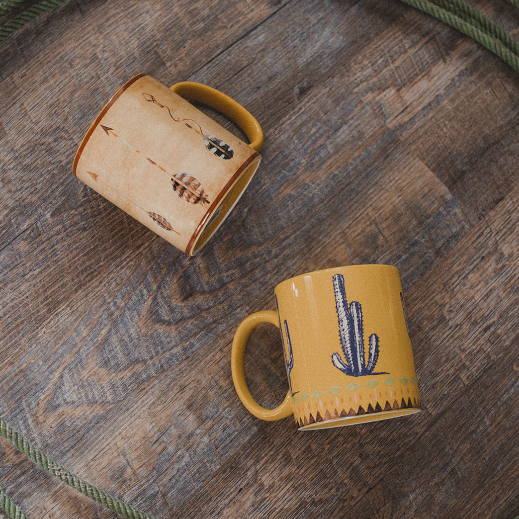 Saguaro Cactus Border 4 Pc Coffee Mug Set