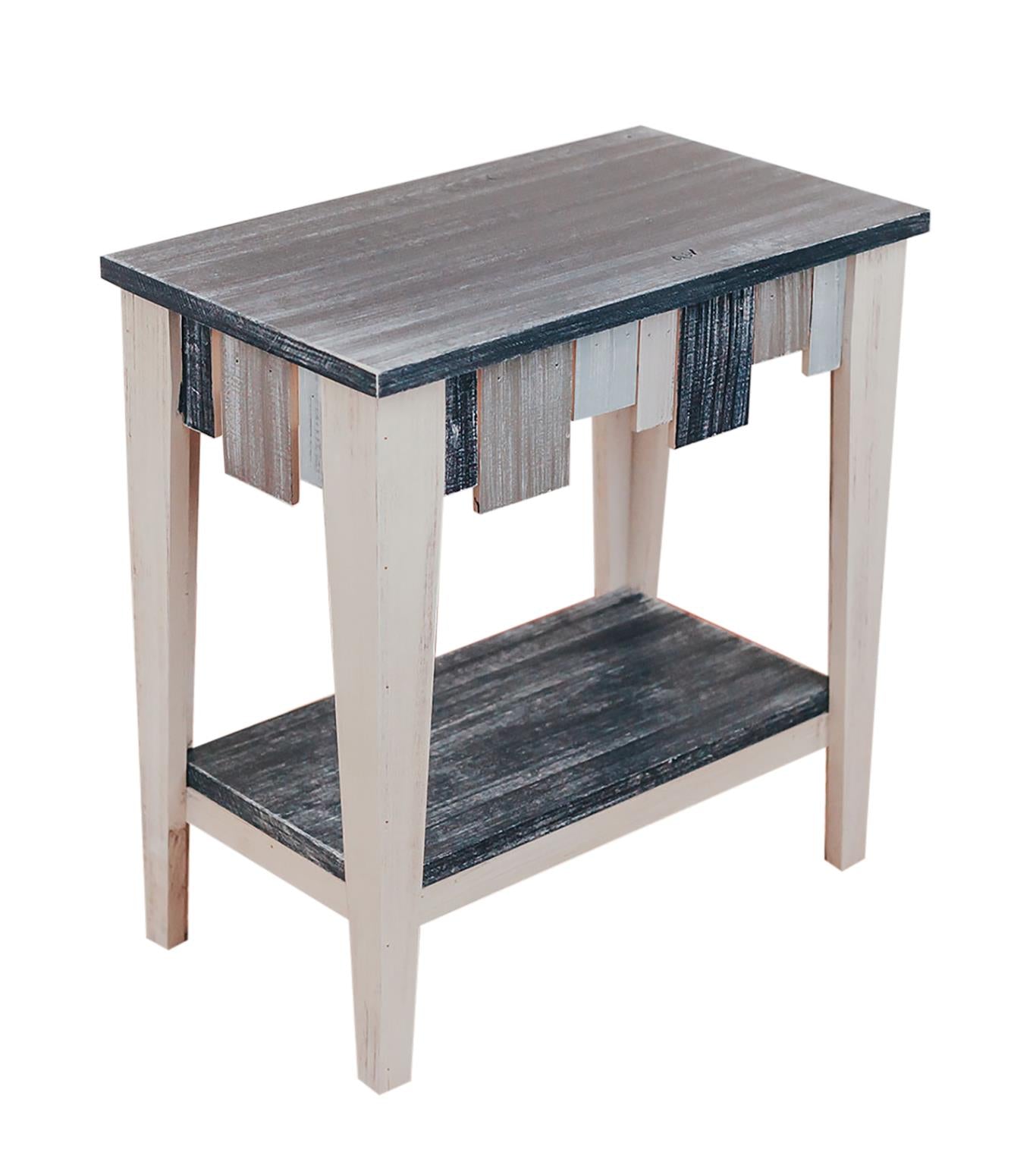 14in. Rectangle Wood End Table With Nautical Slat Accent