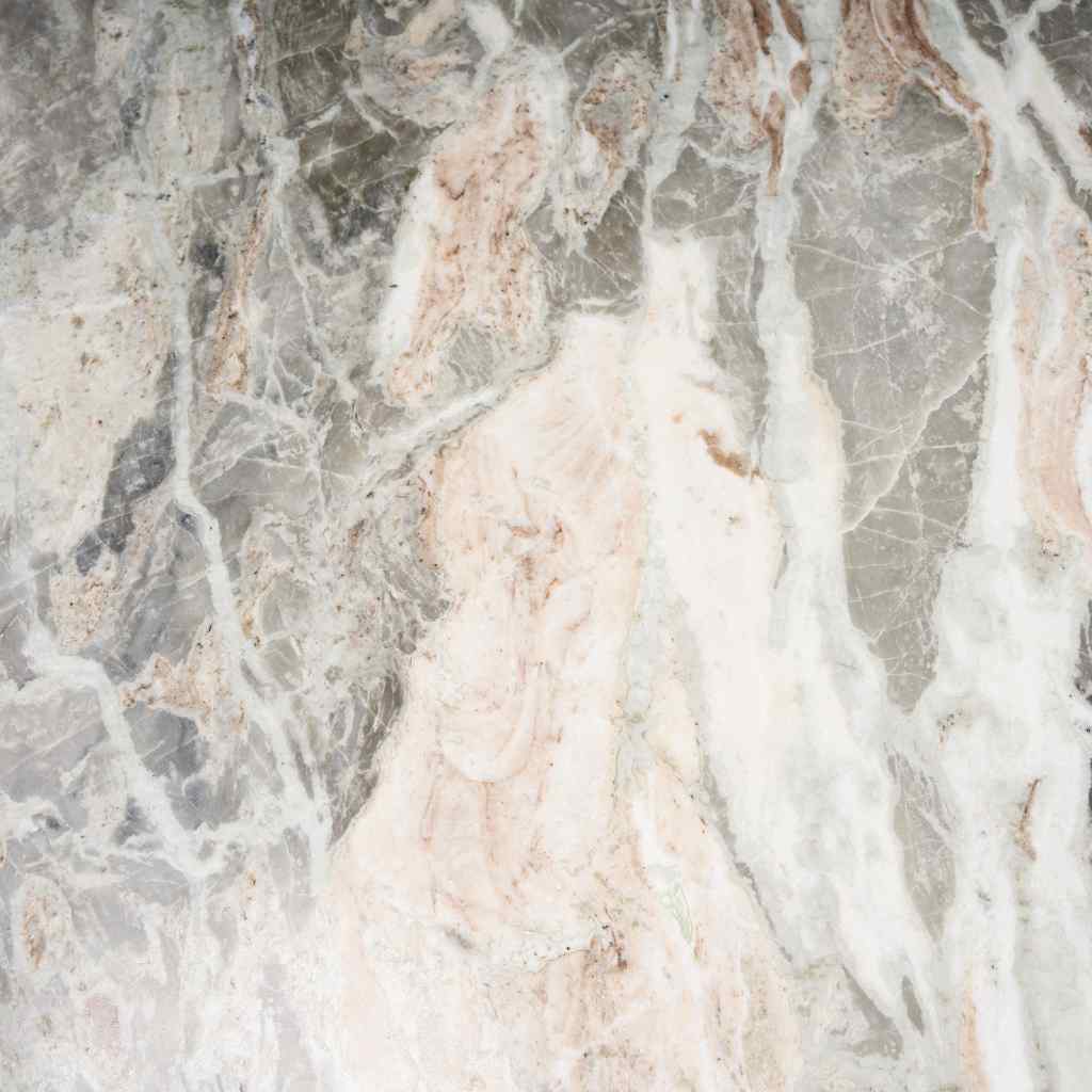 Allyson 42in Round Brown Wood Pedestal W- Pink Marble Top Dining Table