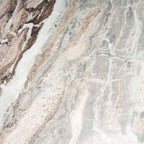 Allyson 42in Round Brown Wood Pedestal W- Pink Marble Top Dining Table