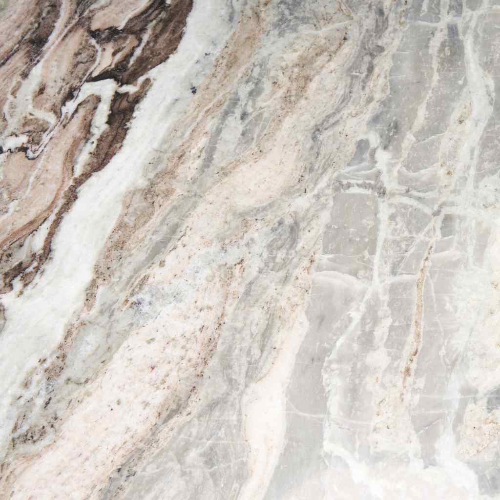 Allyson 42in Round Brown Wood Pedestal W- Pink Marble Top Dining Table