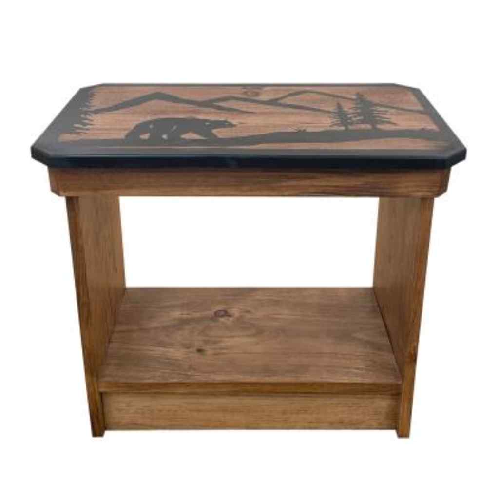 Bear Scene 24in. Accent Table With Cubby