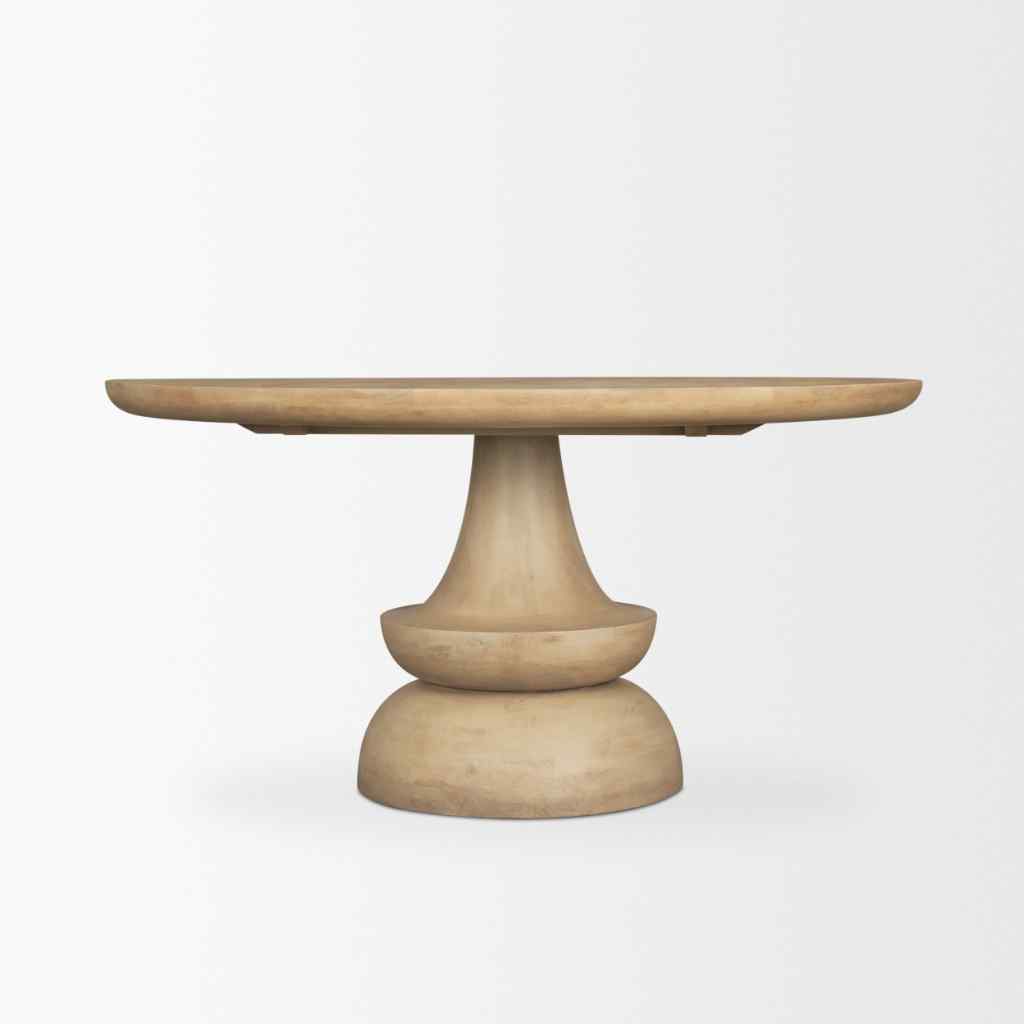 Crossman 60in Round Blonde Solid Wood & Base Dining Table