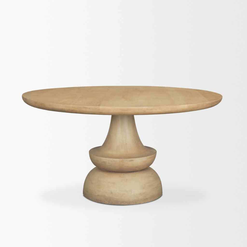 Crossman 60in Round Blonde Solid Wood & Base Dining Table
