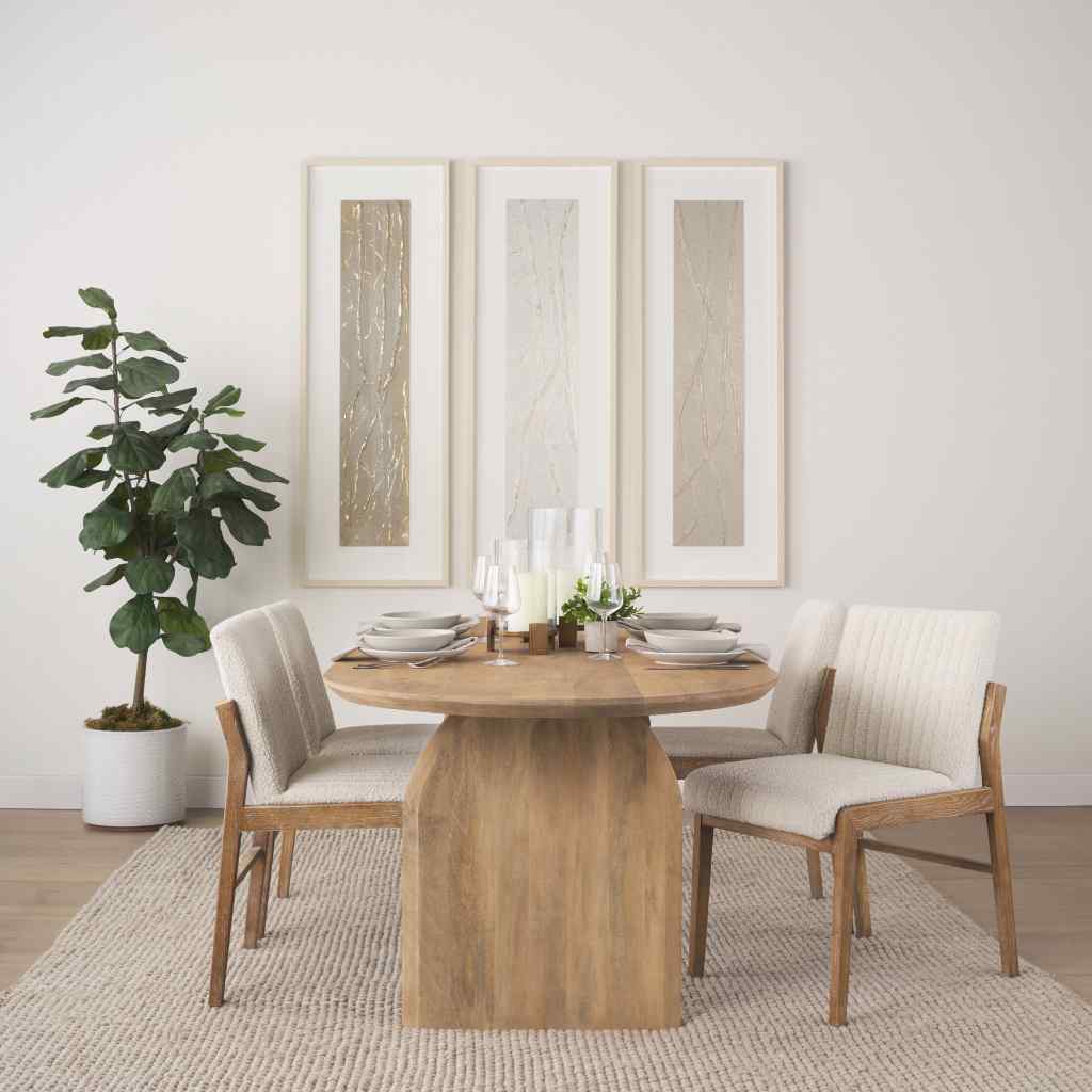 Isla Oval Dining Table W-Light Brown Wood Top & Arched Legs