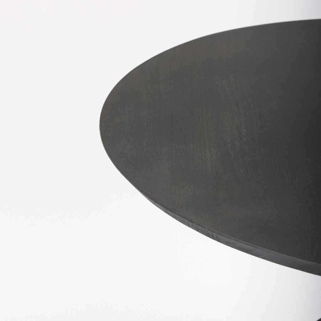 Maxwell 32in Round Black-Brown Wood W- Black Metal Pedestal Bistro Table